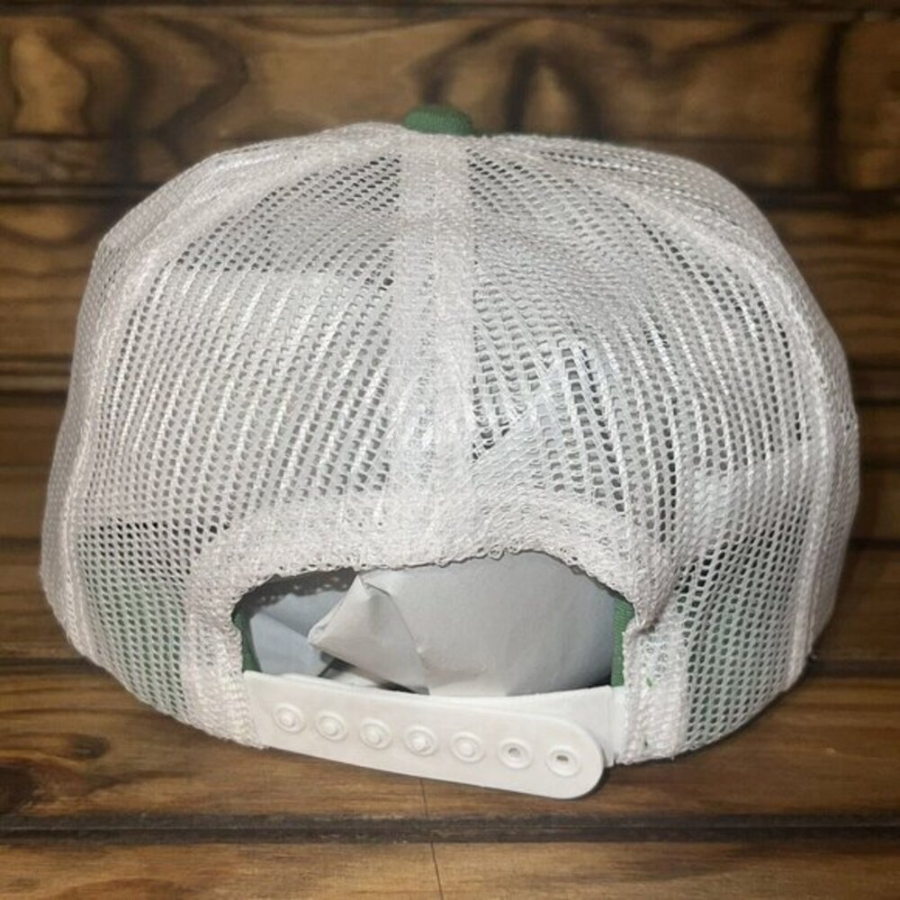 Vintage John Deere K Products Snap Back Trucker Hat Mesh MADE IN USA Green White - Picture 2 of 10
